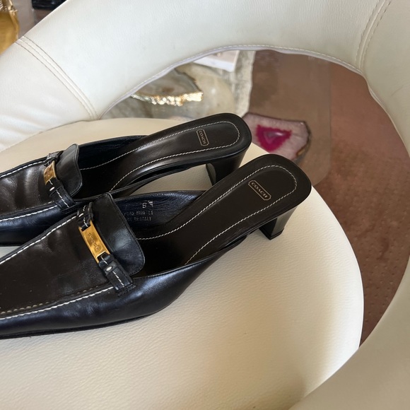 7B Coach Nina black leather mules with gold hardware - Picture 4 of 9